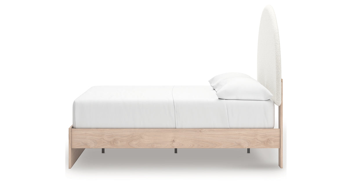 Arloster Tan/White Full Upholstered Platform Bed from Ashley Furniture - Luna Furniture