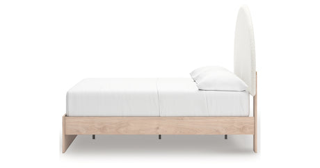 Arloster Tan/White Full Upholstered Platform Bed from Ashley Furniture - Luna Furniture
