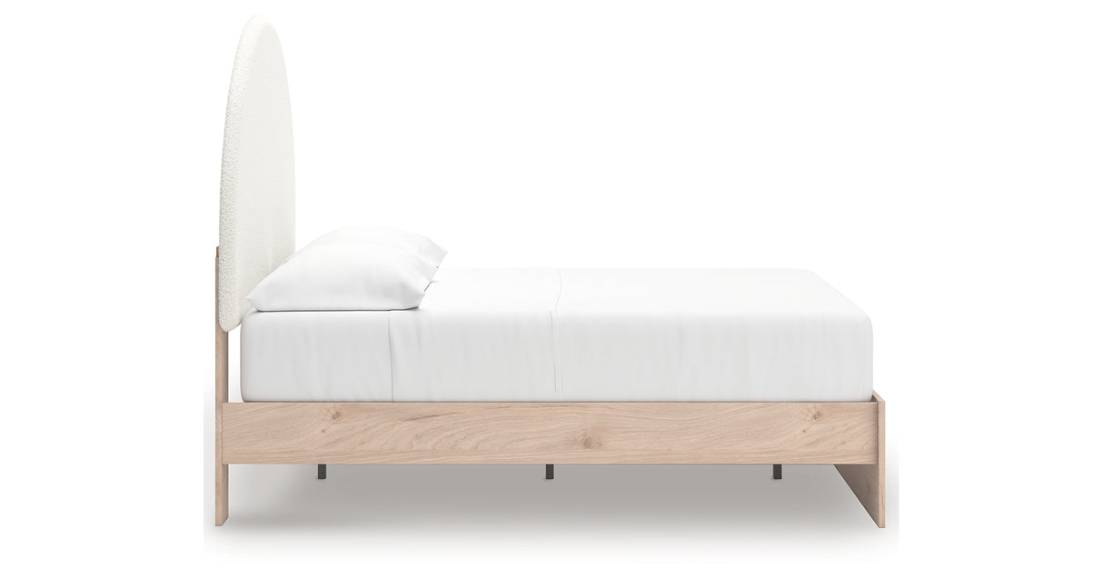 Arloster Tan/White Full Upholstered Platform Bed from Ashley Furniture - Luna Furniture