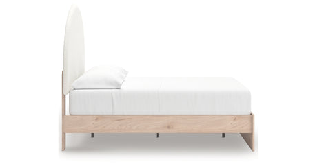 Arloster Tan/White Full Upholstered Platform Bed from Ashley Furniture - Luna Furniture