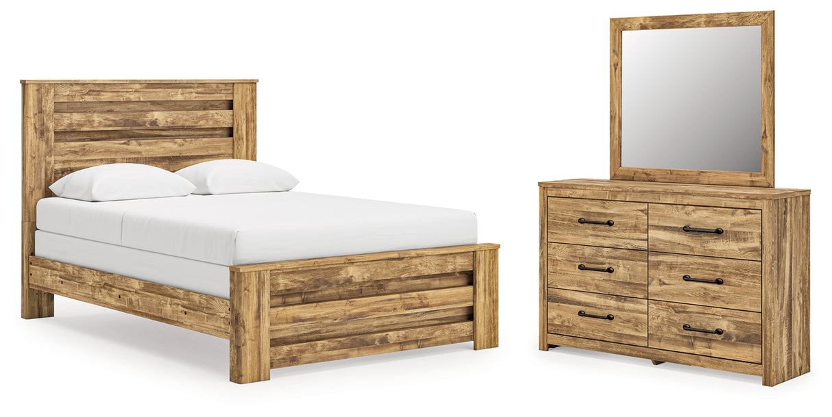 Maystonna Tan Queen Panel Bed, Dresser and Mirror from Ashley Furniture - Luna Furniture