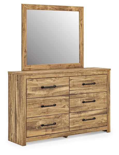 Maystonna Tan Queen Panel Bed, Dresser and Mirror from Ashley Furniture - Luna Furniture