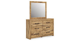 Maystonna Tan Queen Crossbuck Panel Bed, Dresser and Mirror from Ashley Furniture - Luna Furniture