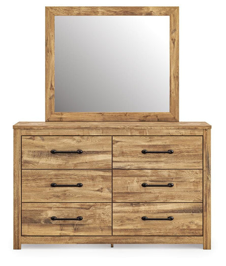 Maystonna Tan Queen Crossbuck Panel Bed, Dresser and Mirror from Ashley Furniture - Luna Furniture