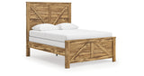 Maystonna Tan Queen Crossbuck Panel Bed, Dresser and Mirror from Ashley Furniture - Luna Furniture