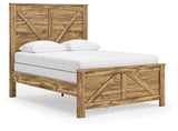 Maystonna Tan Queen Crossbuck Panel Bed, Dresser and Mirror from Ashley Furniture - Luna Furniture