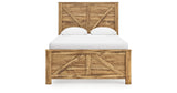 Maystonna Tan Queen Crossbuck Panel Bed, Dresser and Mirror from Ashley Furniture - Luna Furniture