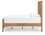 Maystonna Golden Rustic Queen Crossbuck Panel Bed, Dresser, Mirror and Nightstand from Ashley - Luna Furniture