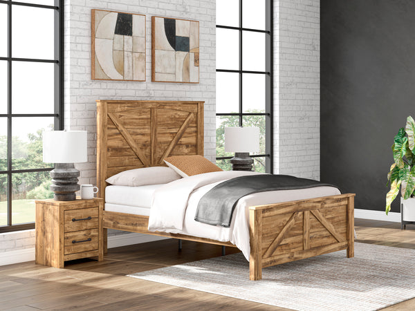 Maystonna Brown Queen Crossbuck Panel Bed