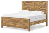Maystonna Ardenfield Light Brown King Upholstered Sleigh Bed, Dresser, Mirror, Chest and 2 NightstandsKing Crossbuck Panel Bed, Dresser, Mirror and Nightstand from Ashley - Luna Furniture