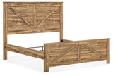 Maystonna Ardenfield Light Brown King Upholstered Sleigh Bed, Dresser, Mirror, Chest and 2 NightstandsKing Crossbuck Panel Bed, Dresser, Mirror and Nightstand from Ashley - Luna Furniture