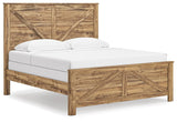 Maystonna Ardenfield Light Brown King Upholstered Sleigh Bed, Dresser, Mirror, Chest and 2 NightstandsKing Crossbuck Panel Bed, Dresser, Mirror and Nightstand from Ashley - Luna Furniture