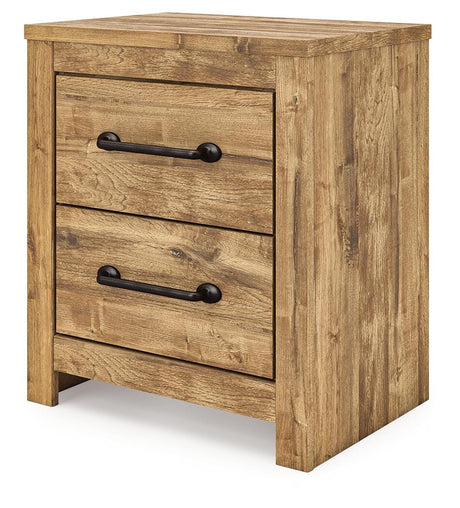 Maystonna Golden Rustic Queen Crossbuck Panel Bed, Dresser, Mirror and Nightstand from Ashley Furniture - Luna Furniture