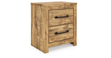 Maystonna Golden Rustic Queen Crossbuck Panel Bed, Dresser, Mirror and Nightstand from Ashley - Luna Furniture