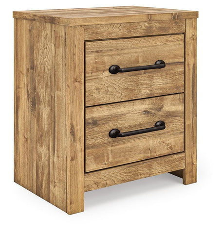 Maystonna Ardenfield Light Brown King Upholstered Sleigh Bed, Dresser, Mirror, Chest and 2 NightstandsKing Crossbuck Panel Bed, Dresser, Mirror and Nightstand from Ashley - Luna Furniture