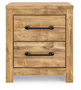 Maystonna Golden Rustic Queen Crossbuck Panel Bed, Dresser, Mirror and Nightstand from Ashley - Luna Furniture