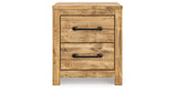 Maystonna Golden Rustic Queen Crossbuck Panel Bed, Dresser, Mirror and Nightstand from Ashley - Luna Furniture