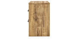 Maystonna Golden Rustic Queen Crossbuck Panel Bed, Dresser, Mirror and Nightstand from Ashley - Luna Furniture