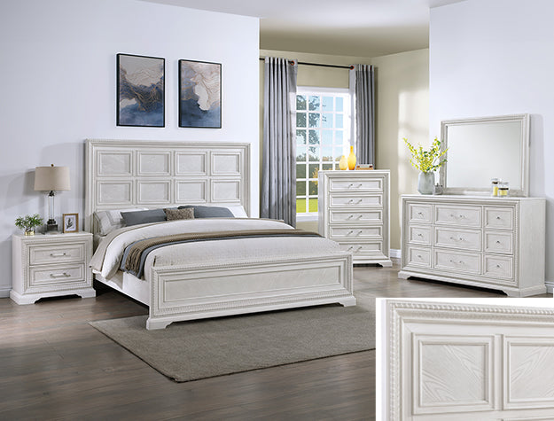 white dresser and nightstand set Furniture of America Glosan 3-Piece Pearl 2-Drawer of 2 Nightstands IDF72081WH-2NSD Acrylic Finials Home Square 3 Piece Bedroom
