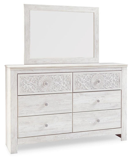 Paxberry Whitewash Dresser and Mirror from Ashley Furniture - Luna Furniture