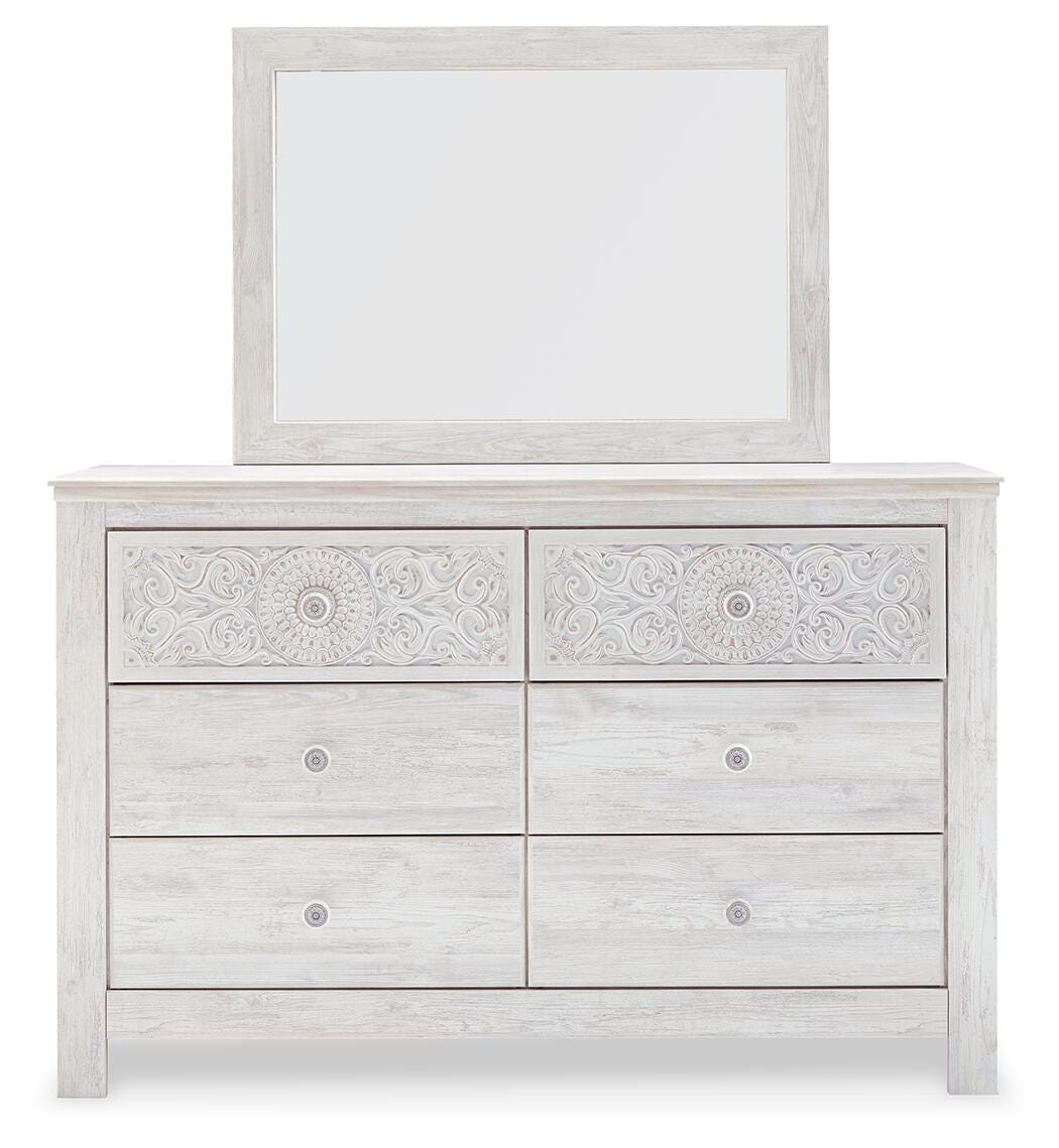 Paxberry Whitewash Dresser and Mirror from Ashley Furniture - Luna Furniture