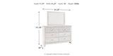 Paxberry Queen Panel Bed with Mirrored Dresser, Chest and 2 Nightstands in Whitewash from Ashley Furniture - Luna Furniture