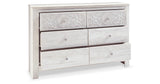 Paxberry Whitewash Queen Panel Bed, Dresser, 2 Chests and 2 Nightstands from Ashley - Luna Furniture