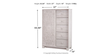Paxberry Whitewash Dressing Chest from Ashley - Luna Furniture