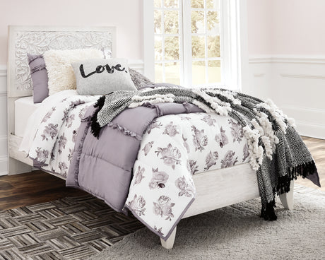 Porter Whitewash King Panel Bed with Mirrored Dresser and Chest from Ashley - Luna Furniture