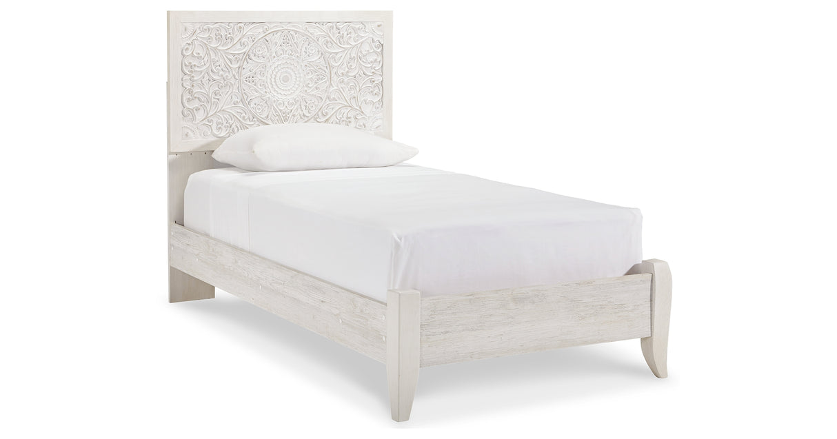 Paxberry Whitewash Twin Panel Bed from Ashley - Luna Furniture