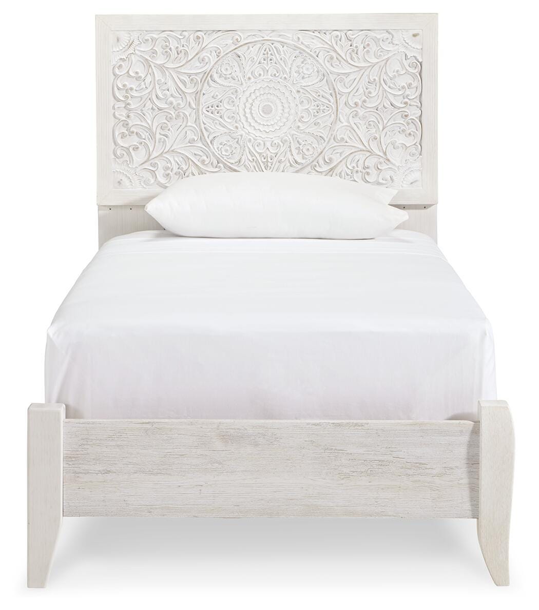 Paxberry Whitewash Twin Panel Bed from Ashley Furniture - Luna Furniture