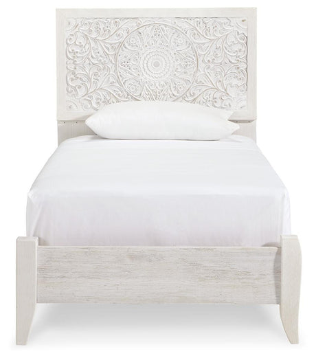 Paxberry Whitewash Twin Panel Bed from Ashley Furniture - Luna Furniture