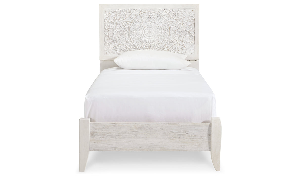 Paxberry Whitewash Twin Panel Bed from Ashley - Luna Furniture