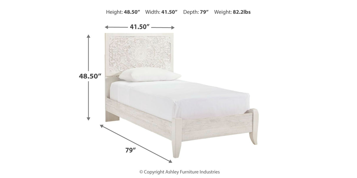 Paxberry Whitewash Twin Panel Bed from Ashley - Luna Furniture