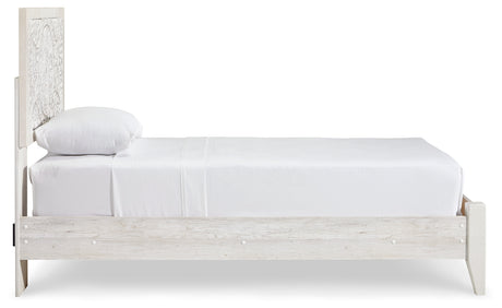 Porter Whitewash King Panel Bed with Mirrored Dresser and Chest from Ashley - Luna Furniture