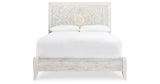 Paxberry Queen Panel Bed with Mirrored Dresser and Chest in Whitewash from Ashley - Luna Furniture