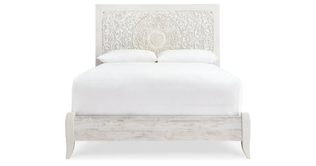 Paxberry Whitewash Queen Panel Bed and 2 Nightstands from Ashley - Luna Furniture