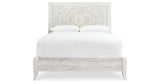 Paxberry Queen Panel Bed with Mirrored Dresser, Chest and 2 Nightstands in Whitewash from Ashley Furniture - Luna Furniture
