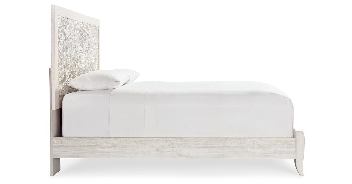 Paxberry Whitewash Queen Panel Bed, Dresser, 2 Chests and 2 Nightstands from Ashley - Luna Furniture