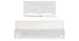 Paxberry King Panel Bed with Mirrored Dresser and 2 Nightstands in Whitewash from Ashley - Luna Furniture