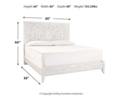 Paxberry Whitewash King Panel Bed from Ashley Furniture - Luna Furniture