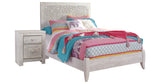 Paxberry Full Panel Bed with Nightstand in Whitewash from Ashley Furniture - Luna Furniture