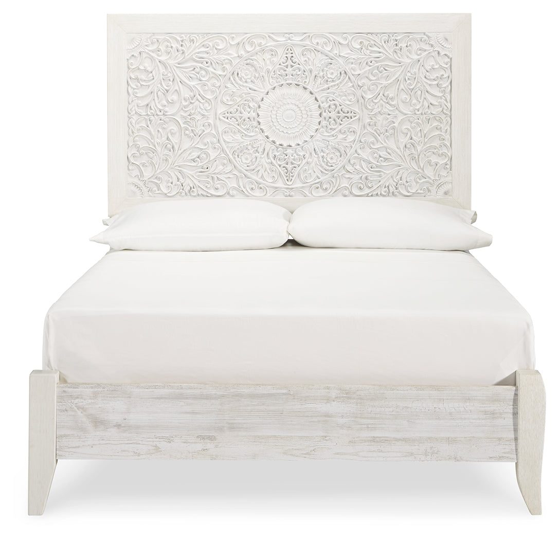Paxberry Whitewash Full Panel Bed and Nightstand from Ashley - Luna Furniture