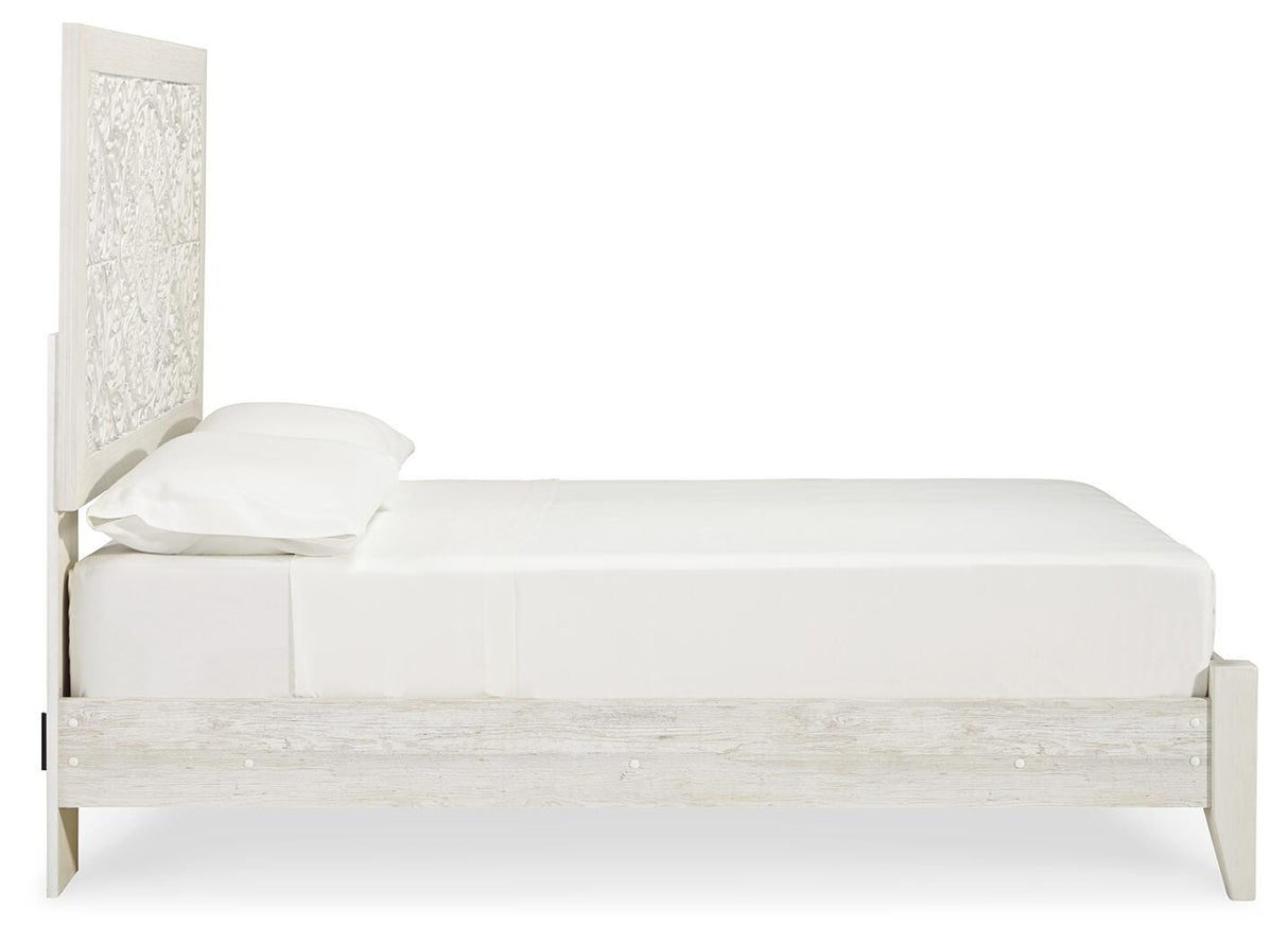 Paxberry Whitewash Full Panel Bed and Nightstand from Ashley - Luna Furniture
