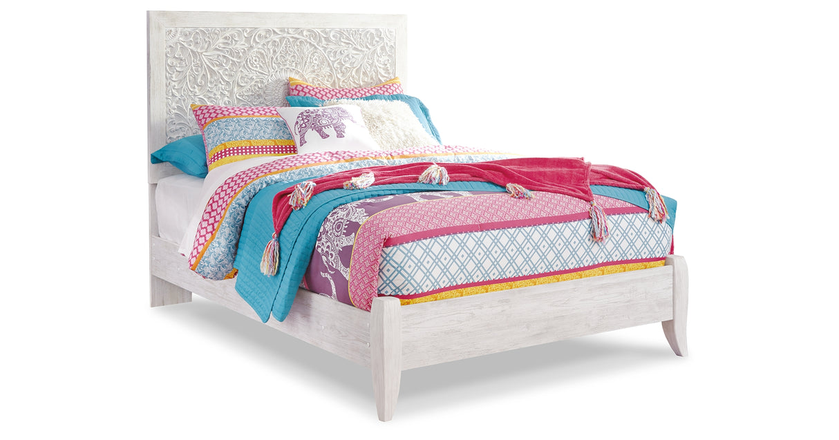 Paxberry Whitewash Twin Panel Bed from Ashley - Luna Furniture