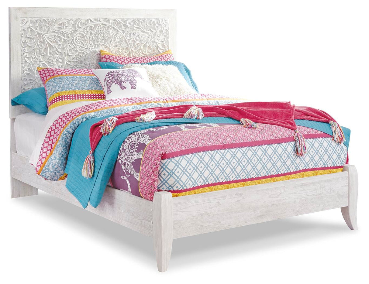 Paxberry Whitewash Twin Panel Bed from Ashley Furniture - Luna Furniture