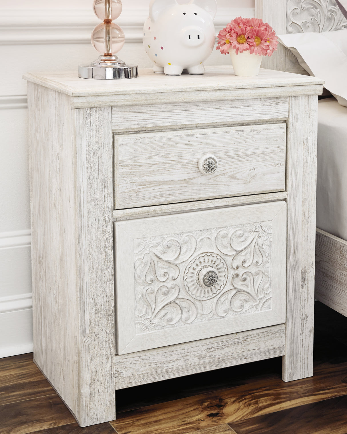 Paxberry Whitewash Nightstand from Ashley Furniture - Luna Furniture