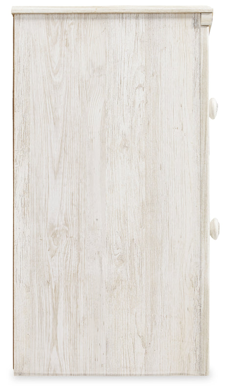 Porter Whitewash King Panel Bed with Mirrored Dresser and Chest from Ashley - Luna Furniture