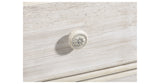 Paxberry King Panel Bed with Mirrored Dresser, Chest and 2 Nightstands in Whitewash from Ashley Furniture - Luna Furniture