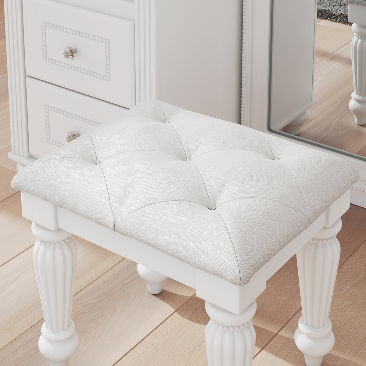 Ashley Kozlani White Vanity Stool – Luna Furniture